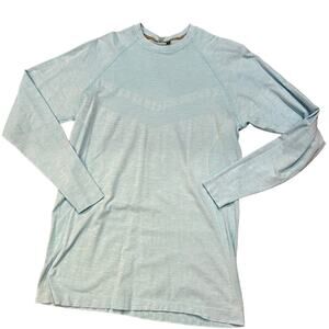 Alphalete Mens Medium Light Aqua Blue long sleeve Workout Shirt